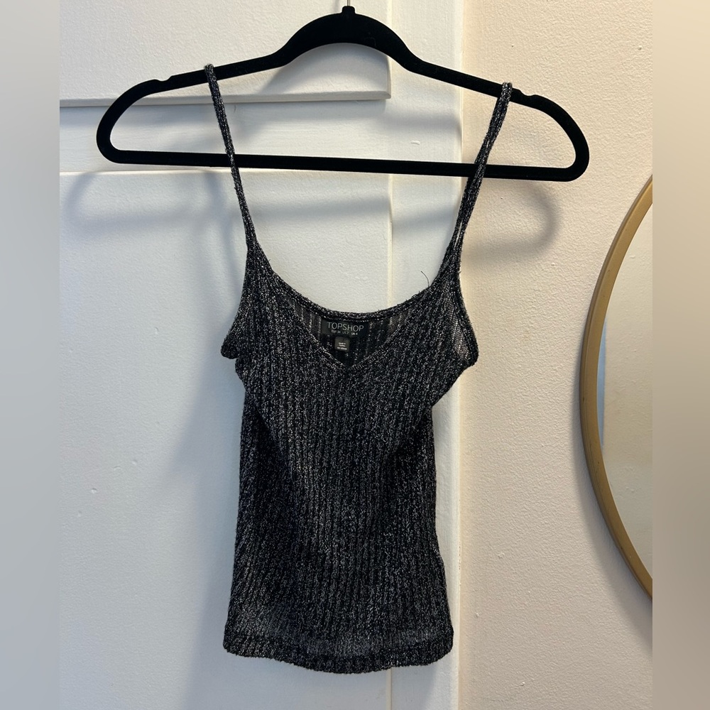 Top shop metallic knit cropped top size 2.